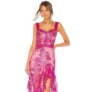 Bronx and Banco Eva Midi Dress- Fuchsia